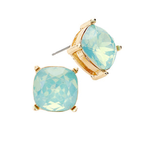 Mint Opal  Square Stone Stud Earrings. Look like the ultimate fashionista with these Earrings! Add something special to your outfit this Valentine! Special It will be your new favorite accessory. Perfect Birthday Gift, Mother's Day Gift, Anniversary Gift, Graduation Gift, Prom Jewelry, Valentine's Day Gift, Thank you Gift.