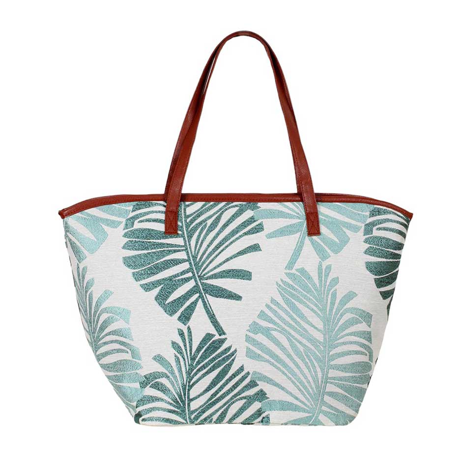 Mint Palm Leaves Print Tote Bag, Experience the perfect blend of style and functionality with our tote fag. Crafted with a vibrant palm leaves print, this bag is not only visually appealing but also spacious enough to carry all your essentials. Made of high-quality materials, it ensures durability for your everyday use.