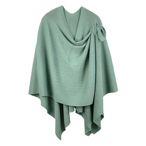 Mint Shoulder Strap Solid Ruana Poncho, with the latest trend in ladies outfit cover-up! the high-quality bling border solid neck poncho is soft, comfortable, and warm but lightweight. Stay protected from the chilly weather while taking your elegant looks to a whole new level with an eye-catching, luxurious outfit women! 