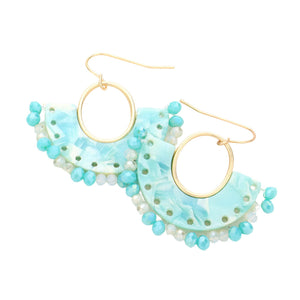 Mint Half Round Celluloid Acetate Faceted Bead Trimmed Dangle Earrings! Lightweight and unique, an eye-catching design, sure to add a bit of sparkle to any look. Show the world your unique style! Perfect Birthday Gift, Anniversary Gift, Graduation Gift, Prom Jewelry, Regalo Navidad, Regalo Cumpleanos, Thank you Gift