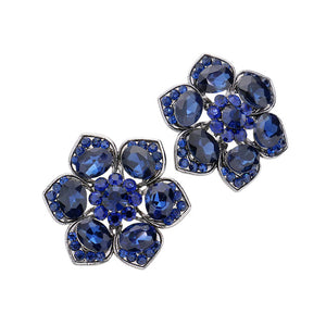 Montana Blue Multi Stone Embellished Flower Evening Earrings, looks like the ultimate fashionista with these evening earrings! The perfect sparkling earrings adds a sophisticated & stylish glow to any outfit. Ideal for parties, weddings, graduation, prom, holidays, pair these earrings with any ensemble for a polished look.