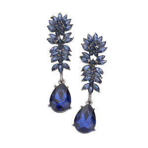Marquise Cluster Crystal Teardrop Evening Earrings