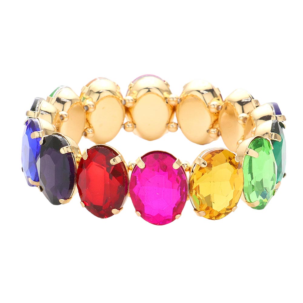 Multi 1 Oval Stone Stretch Evening Bracelet, get ready with this oval stone bracelet to receive the best compliments on any special occasion. This classy evening bracelet is perfect for parties, Weddings, and Evenings. Awesome gift for birthdays, anniversaries, Valentine’s Day, or any special occasion.