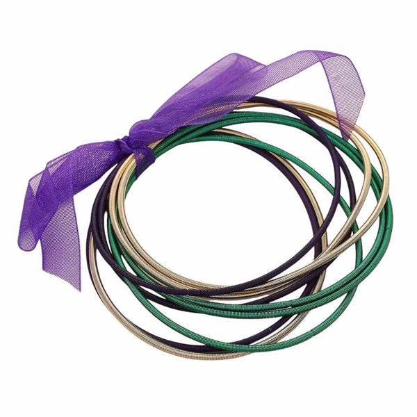 Multi-9PCS - Mardi Gras Guitar String Stackable Stretch Bracelets are a must-have for any music lover. Made with durable, stretchy guitar strings, they offer a unique and trendy look to any outfit. Enjoy effortless style and comfort with this stackable bracelet set. 