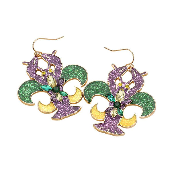 Multi-2-Stone Paved Sparkly Mardi Gras Crawfish Dangle Earrings are the perfect accessory for any festive occasion. Crafted with high-quality materials and expert craftsmanship, these earrings are designed to make a statement. Add a pop of sparkle and color to your outfit, and stand out from the crowd with these unique dangle earrings.