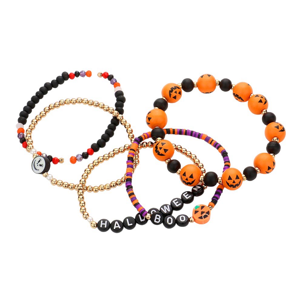 Multy 5PCS Boo Halloween Message Pumpkin Wood Stretch Bracelets. Show off your holiday spirit with this bracelet. The stretch fit allows for a comfortable and adjustable fit for all wrist sizes. Ideal Gift choice for friends and family members especially for the younger ones during Halloween. 