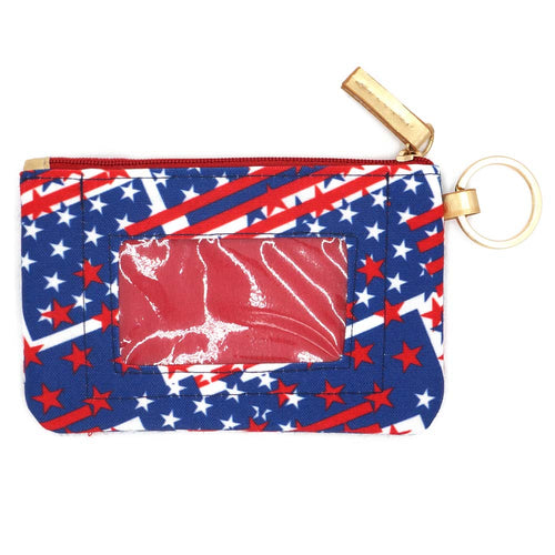 Cartera de identificación con estampado de la bandera estadounidense y cordón desmontable - Multi