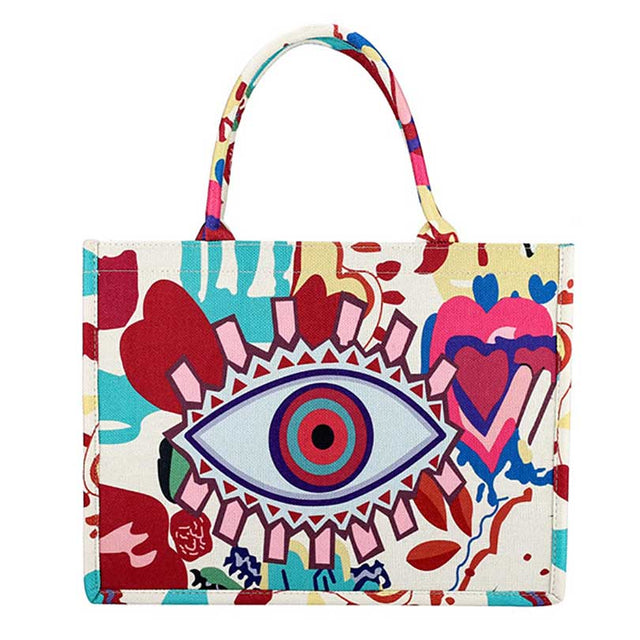 Multi Beautiful Evil Eye Hamsa Hand Printed Tote Bag, this tote bag is versatile enough for carry through the week, simple and leisurely, elegant and fashionable, suitable for women of all ages, and ultra-lightweight to carry around all day. A wonderful gift for your lover family, and friends.