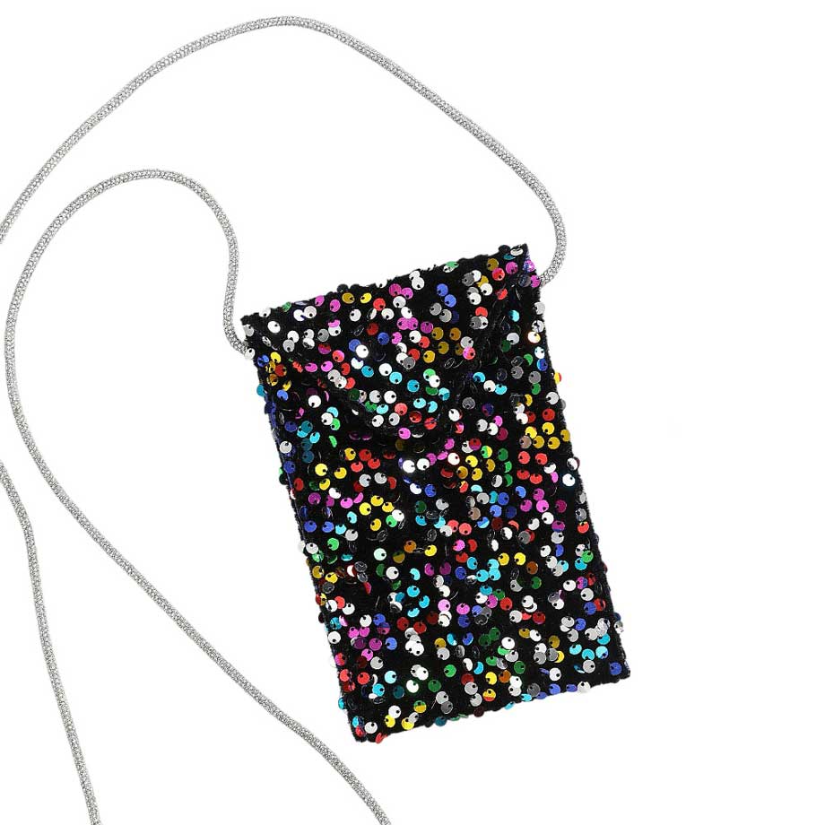 Blue Bling Sequin Crossbody Cellphone Bag, be the ultimate fashionista while carrying this crossbody cellphone bag! It has enough capacity put for cell phones. This pretty cellphone bag will surely bring a smile to one's face as a gift. This is the perfect gift for your friends, family, and the people you love.