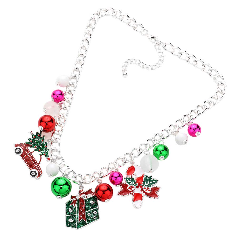 Multi Christmas Tree Car Gift Candy Cane Pendant Necklace, is beautifully designed with a fruits & food theme that will make a glowing touch on everyone. Fabulous fashion and sleek style add a pop of pretty color to your attire. Perfect gift accessory for especially Christmas to your friends, family, and love.