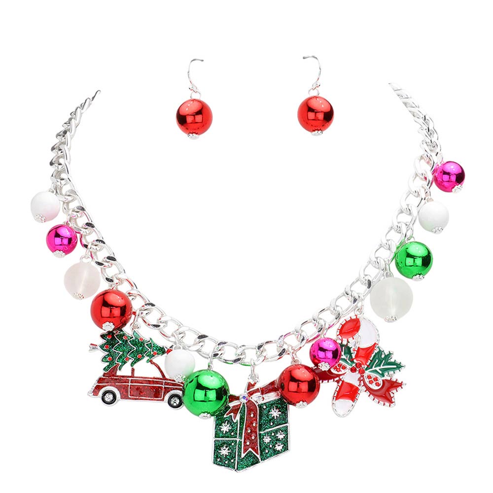 Multi Christmas Tree Car Gift Candy Cane Pendant Necklace, is beautifully designed with a fruits & food theme that will make a glowing touch on everyone. Fabulous fashion and sleek style add a pop of pretty color to your attire. Perfect gift accessory for especially Christmas to your friends, family, and love.