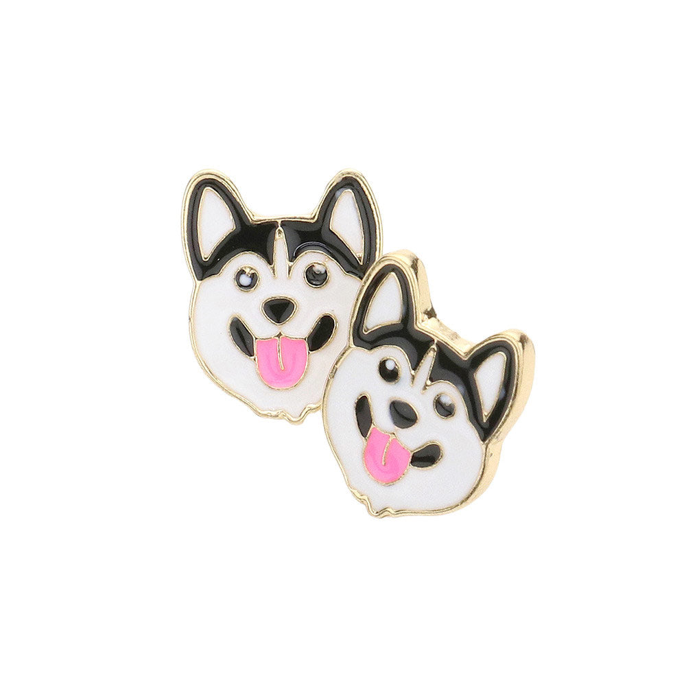 Multi Try a cute and unique spin on a classic accessory with these earrings. Beautifully crafted from a combination of enamel metal. Featuring a colorful pup design and a nickel-compliant. closure. Ideal gift for your Husky dog lover friends. The perfect accessory to complete any outfit.