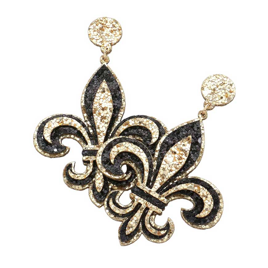 Multi Felt Back Glittered Fleur de Lis Dangle Earrings, are beautifully crafted earrings that dangle on your earlobes with a perfect glow to make you stand out and show your unique and beautiful look everywhere. Wear these beautiful Mardi Gras-themed beaded earrings to get immediate compliments. Nice Gifts too.