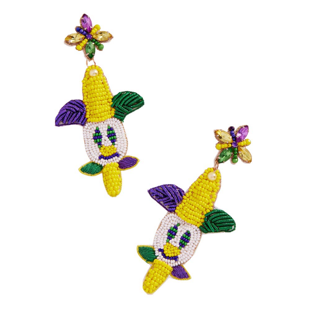 Multi Felt Back Mardi Gras Beaded Jester Pierrot Dangle Earrings, these Mardi Gras earrings are sure to turn heads. The beautifully crafted design adds a gorgeous glow to any outfit. These beautifully designed earrings with beautiful colors are suitable as gifts for wives, girlfriends, lovers, friends, and mothers.