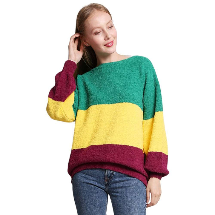 Multi-Mardi Gras Color Block Sweater is expertly designed to bring the vibrant colors of this iconic festival to your wardrobe. With its unique color blocking style, this sweater exudes a professional and polished look. Made with high-quality materials, it offers superior comfort and style. Perfect for any occasion, this sweater is a must-have for any fashion-forward individual. 