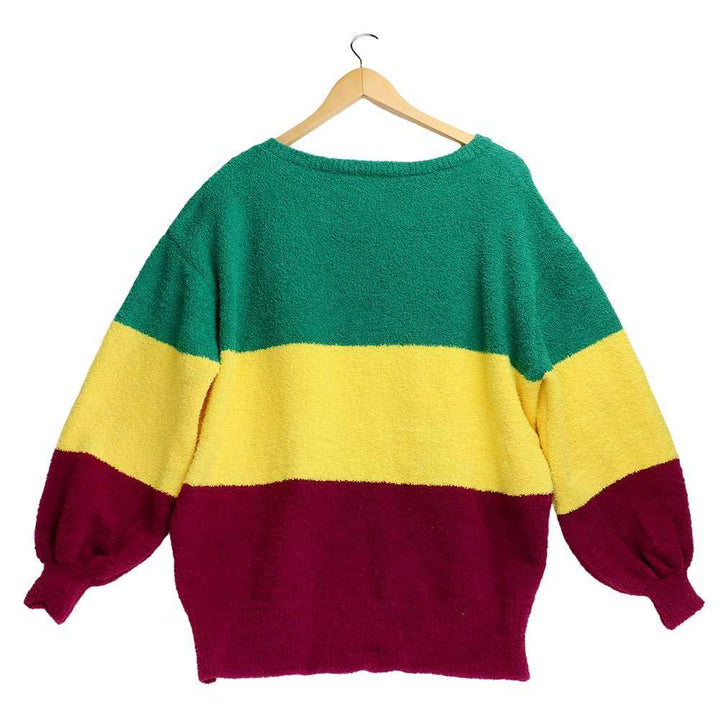 Multi-Mardi Gras Color Block Sweater is expertly designed to bring the vibrant colors of this iconic festival to your wardrobe. With its unique color blocking style, this sweater exudes a professional and polished look. Made with high-quality materials, it offers superior comfort and style. Perfect for any occasion, this sweater is a must-have for any fashion-forward individual. 