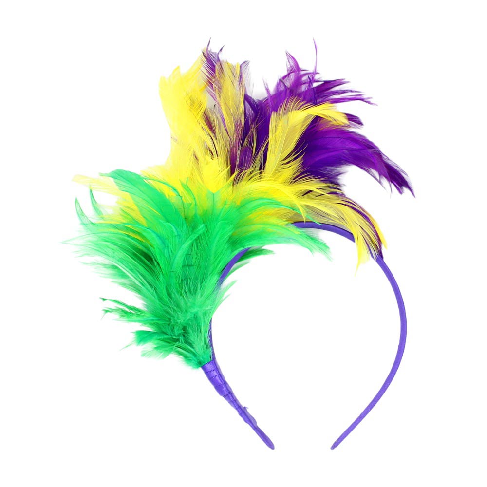 Multi Mardi Gras Feather Headband, is the perfect accessory for the celebration. It's made of high-quality materials and durable construction to ensure you can wear it perfectly at the festivals. The vibrant colors and stylish design will make it a stand-out piece in your wardrobe. Perfect for making a fun festive gift.