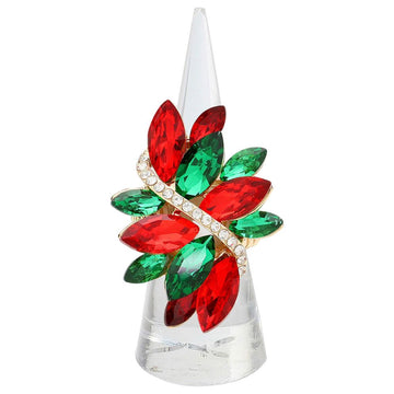 Shine bright with a statement cocktail ring designed in a striking crystal leaf motif. Featuring multi-faceted stones and dazzling sparkle, this glamorous accessory is perfect for parties, special occasions, or elevating everyday outfits with bold elegance.