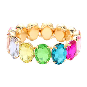 Multi Oval Stone Stretch Evening Bracelet, get ready with this oval stone bracelet to receive the best compliments on any special occasion. This classy evening bracelet is perfect for parties, Weddings, and Evenings. Awesome gift for birthdays, anniversaries, Valentine’s Day, or any special occasion.