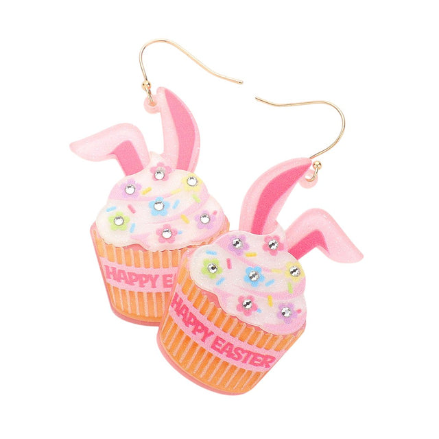 Multi Resin Happy Easter Message Bunny Cupcake Dangle Earrings are the perfect accessory for the Easter season. Made with high-quality resin and adorned with cute bunny and cupcake charms, these earrings will bring a festive touch to any outfit. Show off your love for Easter with these adorable and unique earrings.