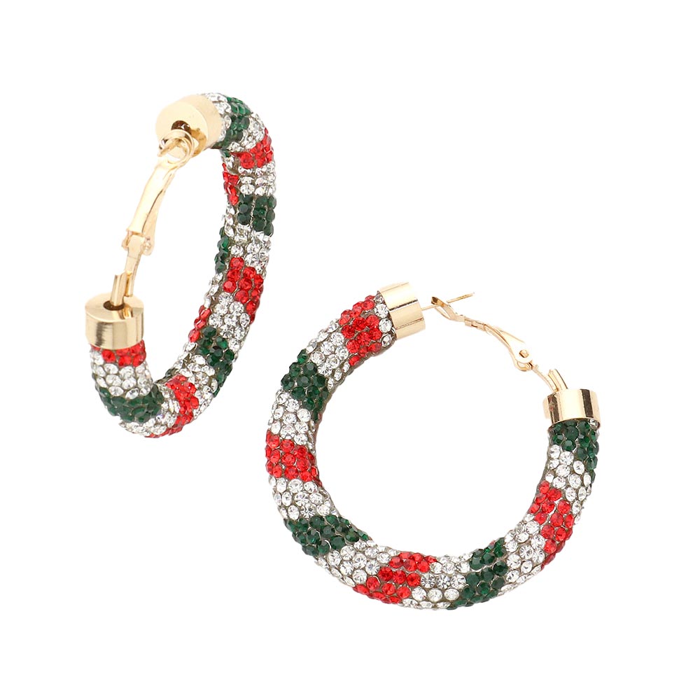 Rhinestone Pave Hoop Earrings – Madeline Love