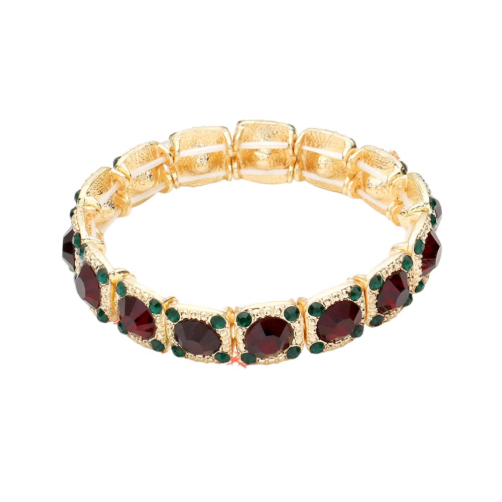 Multi Round Stone Metal Square Stretch Evening Bracelet, get ready with this evening and Christmas bracelet to receive the best compliments on any special occasion and Christmas party. Perfect gift accessory for especially Christmas to your friends, family, and the persons you love and care about.