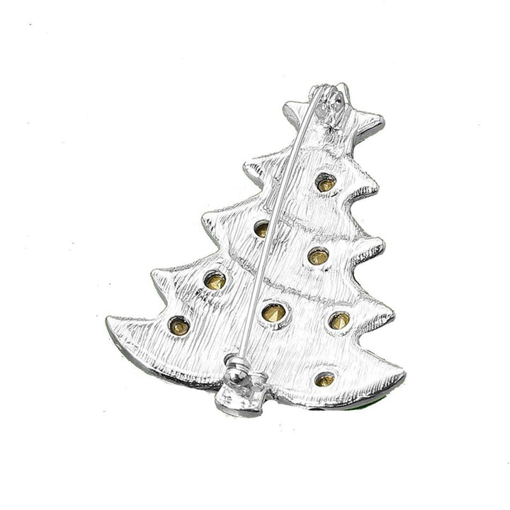 Add sparkle to your holiday look with this festive Christmas tree brooch, adorned with bright crystals and topped with a glittery star. Perfect for coats, scarves, or party outfits during the season.