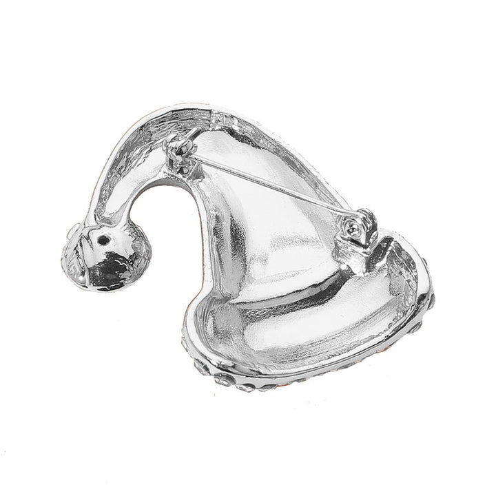 Festive Santa hat brooch adorned with sparkling rhinestones and star accents. Perfect for adding holiday cheer to jackets, scarves, or bags during Christmas celebrations.