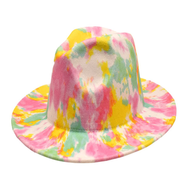 Tie Dye Patterned Panama Hat - multi - Panama Hat