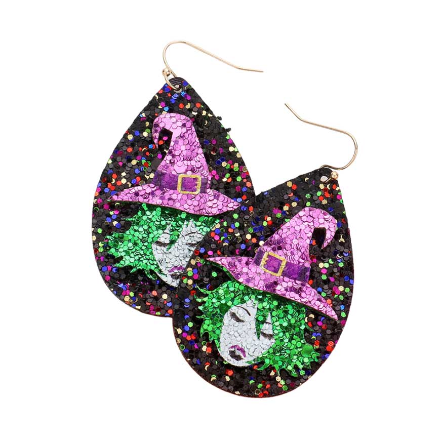 Multi Trendy Witch Accented Glittered Teardrop Dangle Earrings, are fun handcrafted jewelry that fits your lifestyle, adding a pop of pretty color. This pretty & tiny earring will surely bring a smile to one's face as a gift. This is the perfect gift for Halloween, especially for your friends, family, and the people you love