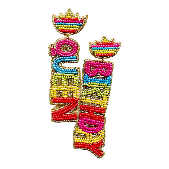 Greet your special day in style with these unique Felt Back Multi Beaded Cake Queen Birthday Message Link Dangle Earrings! Celebrate with sass & sparkle, and let your look speak louder than words. Dare to be bold and live life to the fullest! Great Birthday Gift