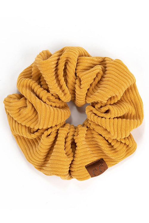 C.C Corduroy Solid Color Soft Scrunchies - Mustard