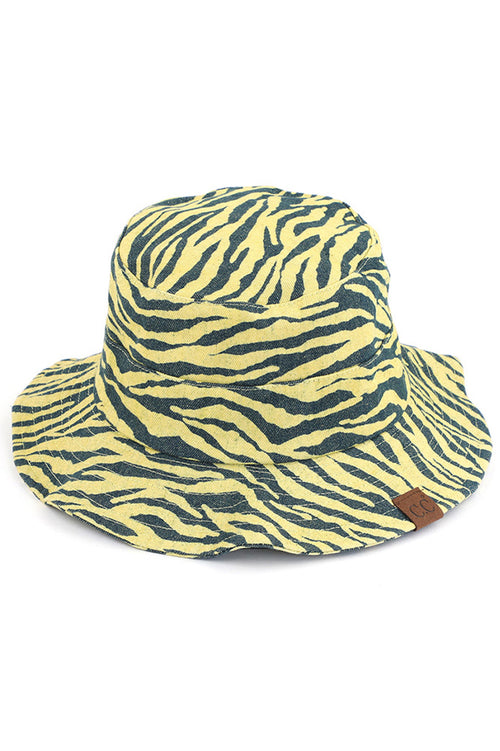 C.C ZEBRA PRINT BUCKET HAT - Mustard