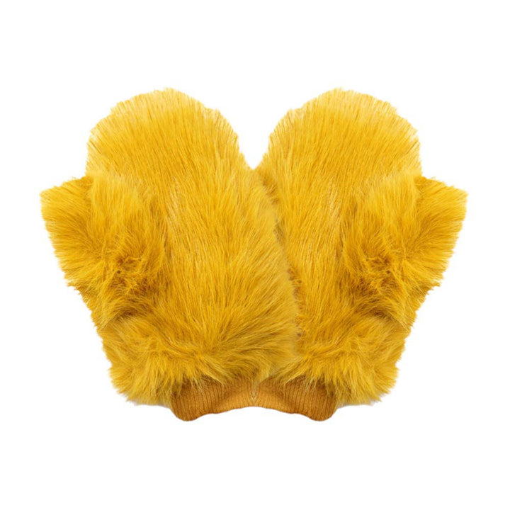 Mustard-Faux Fur Mitten Gloves, Perfect winter accessory for keeping your hands warm and stylish. Made with high-quality faux fur, these gloves provide exceptional warmth and comfort. With a versatile design that combines the benefits of both mittens and gloves, these  Gloves are essential for any cold weather wardrobe