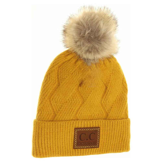 Mustard Geometric Knit Faux Fur Pom Beanie combines expert craftsmanship with functional design. Featuring a detailed geometric knit pattern, this beanie provides both insulation and refined visual appeal. The plush faux fur pom adds a sophisticated accent while enhancing warmth, making it an ideal accessory for cold weather. Durable and comfortable, it seamlessly blends style and practicality for discerning wearers. 