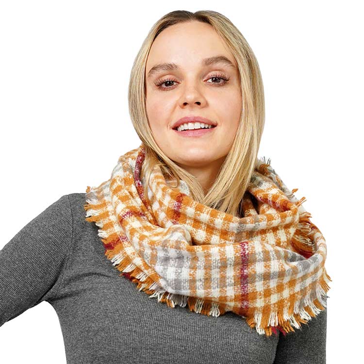 Black Plaid Check Patterned Infinity Scarf, delicate, warm, on-trend & fabulous, a luxe addition to any cold-weather ensemble. This scarf combines great fall style with comfort and warmth. It's a perfect weight and can be worn to complement your outfit. Perfect gift for birthdays, holidays, or any occasion.