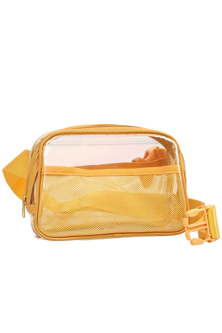 Solid Color Trim Clear Waist Crossbody Bag combines practicality with modern style. Its transparent design allows for easy visibility of contents, while the solid color trim adds a sleek, polished finish. Designed for hands-free convenience, it secures comfortably around the waist, making it ideal for travel, events, or daily use where quick access and security are essential. Durable materials ensure long-lasting wear without compromising on lightweight comfort.