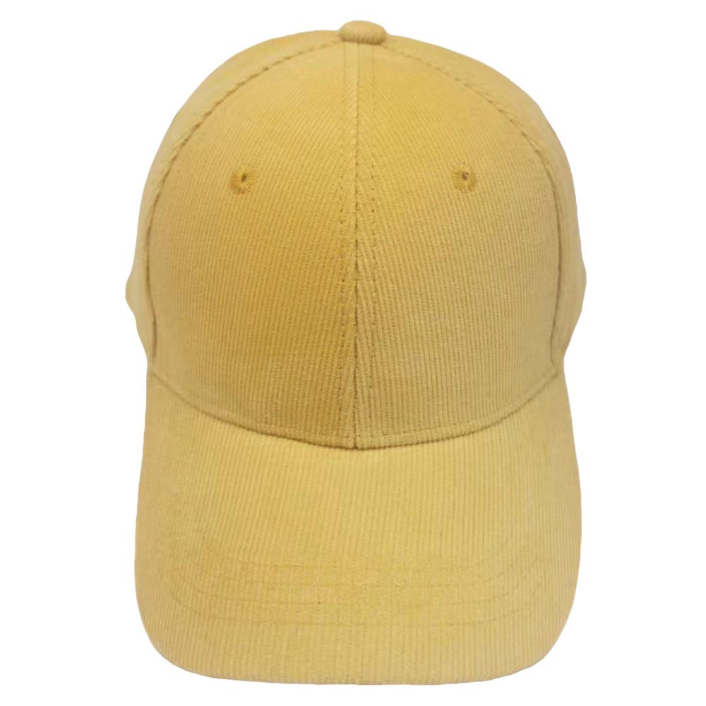 Mustard Solid Corduroy Baseball Cap, this stylish is designed with comfortable durability in mind. This lightweight cap will keep you comfortable in any weather. This classic baseball cap is perfect for everyday outings. It's an excellent gift for your friends, family, or loved ones.
