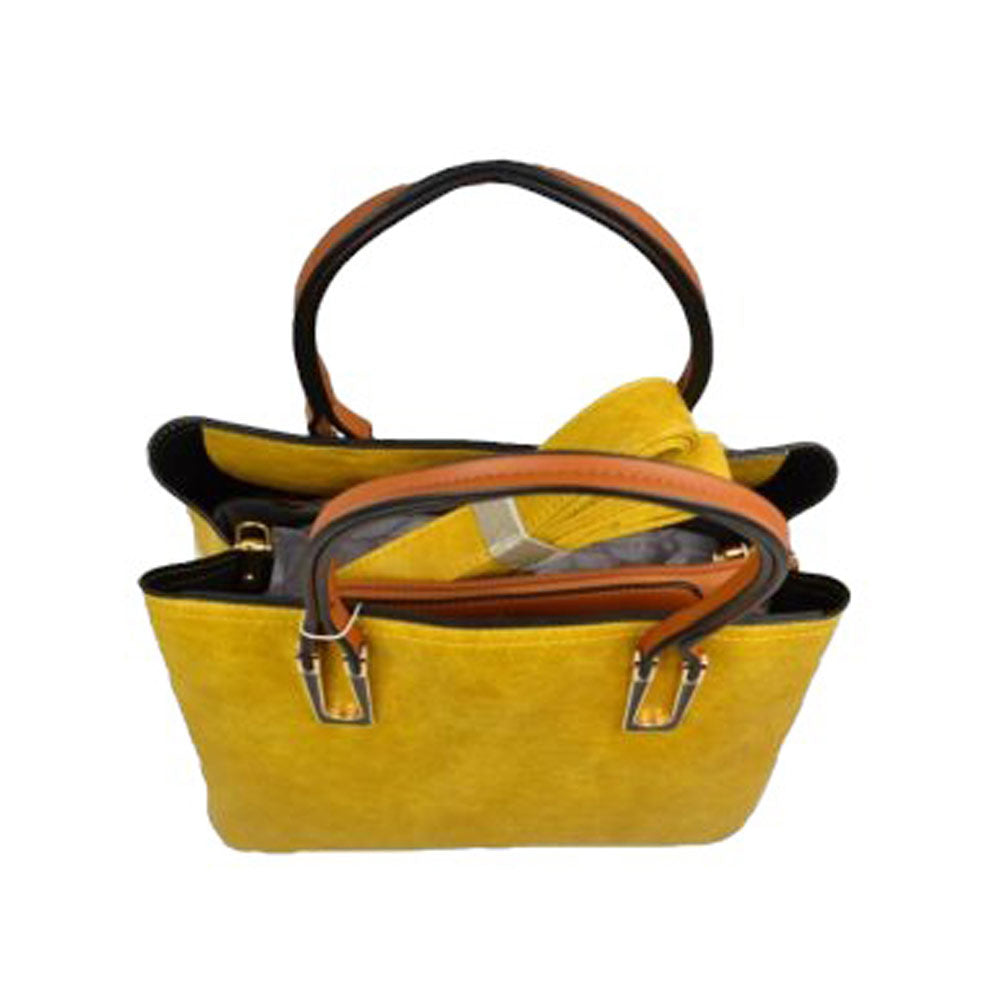 Mustard Solid Faux Leather Tote Bag Shoulder Bag, is perfect for the modern woman. Crafted with genuine faux leather, this stylish bag is durable, light, and spacious, and with adjustable straps, it is perfect for everyday use. Its sleek design will have you turning heads wherever you go.