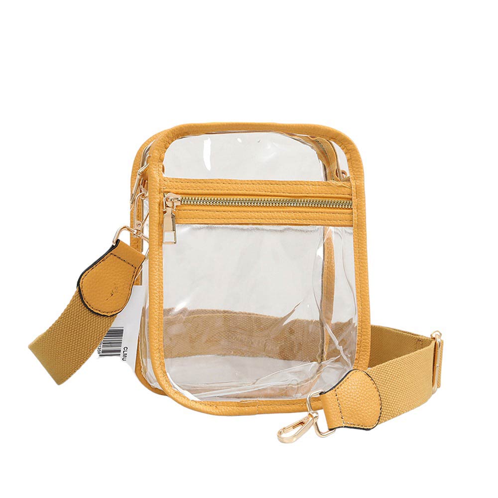 Mustard Solid Faux Leather Transparent Rectangle Crossbody Bag is sophisticated and stylish. Crafted with durable, high-quality faux leather, it features a transparent rectangular shape for a chic look. Carry it to your next dinner date or social event to add a touch of elegance. Perfect Gift for fashion enthusiasts.