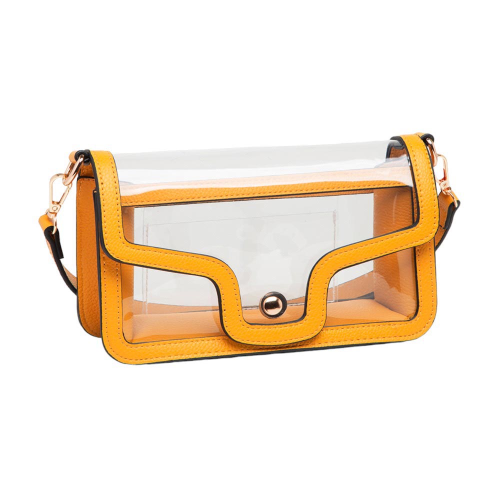 Mustard Solid Faux Leather Transparent Rectangle Shoulder Bag, is sophisticated and stylish. Crafted with durable, high-quality faux leather, it features a transparent rectangular shape for a chic look. Carry it to your next dinner date or social event to add a touch of elegance. Perfect Gift for fashion enthusiasts.