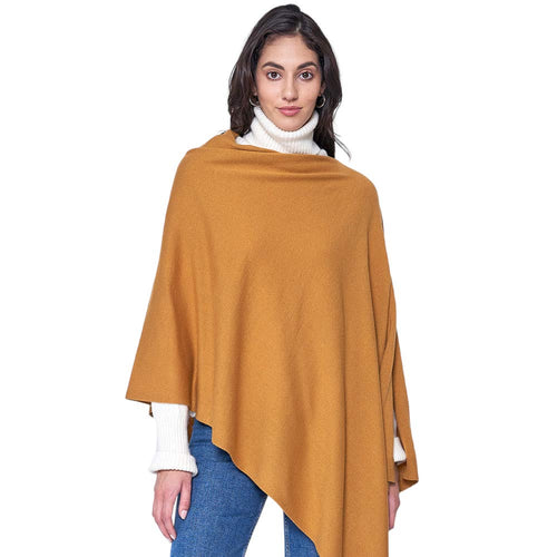 Solid Scarf Poncho - Mustard