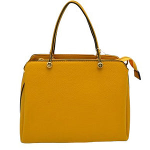 Mustard Textured Faux Leather Top Handle Tote Bag, is designed with state-of-the-art faux leather. It features a textured design and a comfortable top handle for easy carrying. Its spacious interior allows you to carry your everyday necessities in style. Perfect for any occasion or everyday use making it a great gift choice.