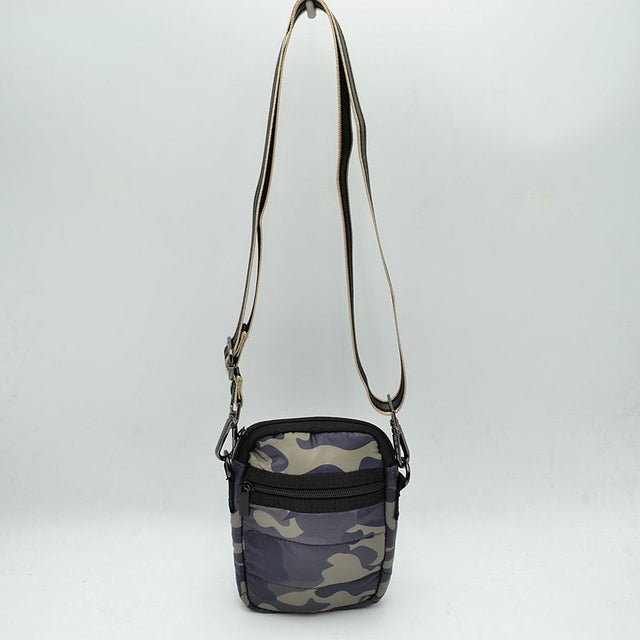 Camouflage Puffer Crossbody Bag Mini Utility Shoulder Bag with Adjustable Strap - Camo - Crossbody Bags