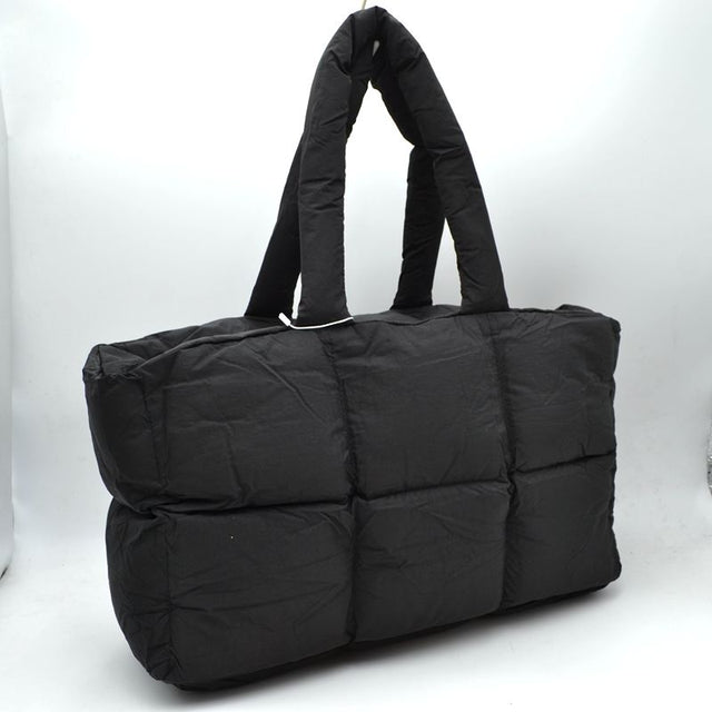 Chic Quilted Puffer Tote Bag - Black - Tote Bag