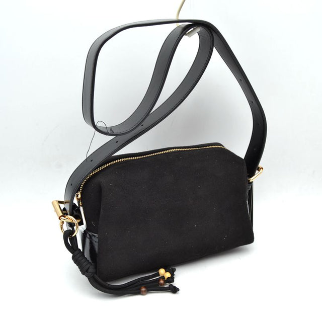 Minimalist Matte Crossbody Bag with Beaded Tassel Cord Accent - Black - Crossbody Bags