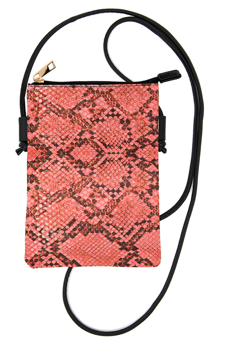 Snake Skin Print Cross Body Bag offers a refined blend of fashion and function. Designed with an adjustable strap for comfortable wear, it features a striking snake skin pattern that enhances any ensemble with a touch of sophistication. Perfectly sized to hold your essentials securely, this bag is an expert choice for those seeking a stylish yet practical accessory for everyday use or special events. 
