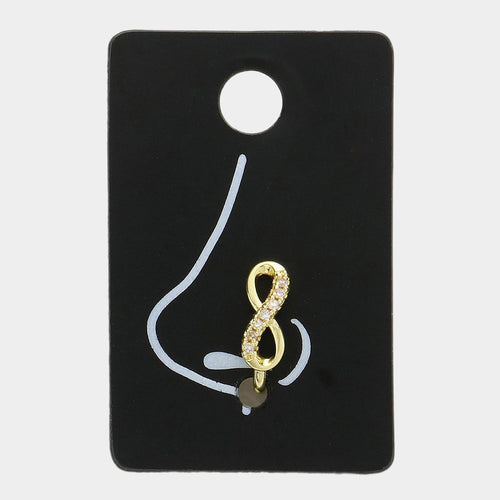 Stone Embellished Infinity Nose Clip - Gold