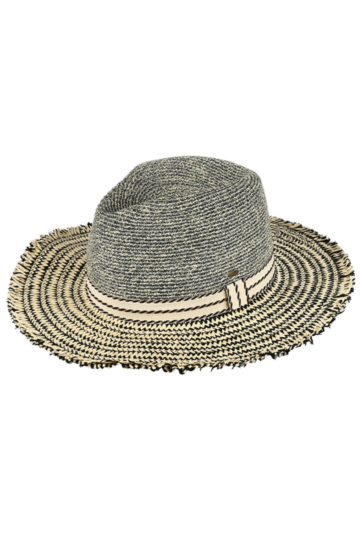 NaturalBlack C.C Frayed Edge Panama Sun Hat is a must-have accessory for any sunny day. Made with high-quality materials, this hat offers excellent sun protection while adding a touch of style to your outfit. Its frayed edge design provides a modern and chic look. Stay cool, protected, and fashionable with this Panama Sun Hat.