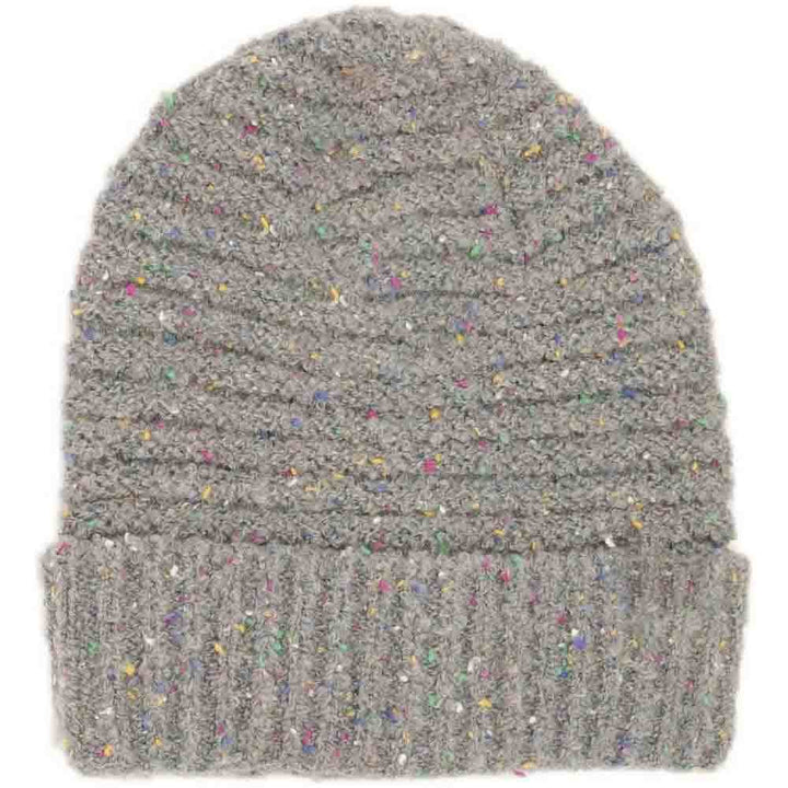 NaturalGrey Confetti Boucle Knit Cuff Beanie offers expert-level warmth and style with its textured boucle knit fabric. Designed for a secure, comfortable fit, the cuffed edge provides additional insulation around the forehead and ears. This beanie’s subtle confetti pattern adds visual interest without overwhelming your look, making it a versatile accessory for both outdoor activities and casual wear in cooler climates. Durable and soft, it’s a refined choice for those seeking functional winter headwear. 